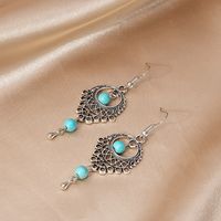 1 Pair Bohemian Water Droplets Tassel Alloy Inlay Turquoise Women's Drop Earrings sku image 6