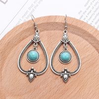 1 Pair Bohemian Water Droplets Tassel Alloy Inlay Turquoise Women's Drop Earrings sku image 9