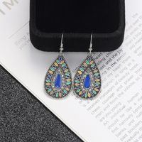 1 Pair Bohemian Water Droplets Tassel Alloy Inlay Turquoise Women's Drop Earrings sku image 13