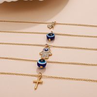 Retro Cross Palm Butterfly Alloy Inlay Artificial Pearls Rhinestones 14k Gold Plated Women's Layered Necklaces main image 4