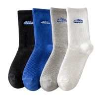 Men's Sports Solid Color Cotton Crew Socks A Pair main image 3