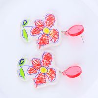 1 Paire Rétro Forme De Cœur Fleur Arylique Patchwork La Saint-valentin Femmes Boucles D'oreilles Lustre sku image 1