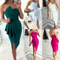 Women's Irregular Skirt Fashion Collarless Patchwork Sleeveless Solid Color Midi Dress Daily main image 1