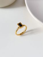 Retro Square Stainless Steel Inlay Zircon Rings sku image 5