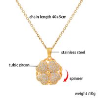 Fashion Four Leaf Clover Titanium Steel Inlaid Zircon Pendant Necklace main image 5