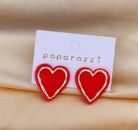 1 Pair Simple Style Heart Shape Arylic Women's Ear Studs sku image 2