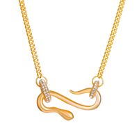 1 Piece Simple Style Snake Alloy Plating Rhinestones 14k Gold Plated Unisex Pendant Necklace sku image 1