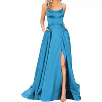 Slit Dress Fashion U Neck Patchwork Sleeveless Solid Color Maxi Long Dress Daily main image 6