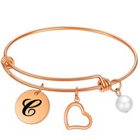 Elegant Letter Heart Shape Stainless Steel Bangle 1 Piece sku image 6