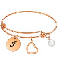 Elegante Letra Forma De Corazón Acero Inoxidable Brazalete 1 Pieza sku image 12