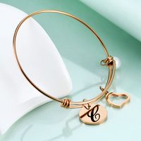 Elegant Letter Heart Shape Stainless Steel Bangle 1 Piece main image 3