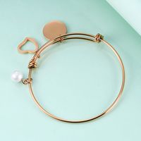 Elegant Letter Heart Shape Stainless Steel Bangle 1 Piece main image 4