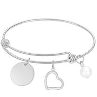 Elegante Letra Forma De Corazón Acero Inoxidable Brazalete 1 Pieza sku image 1