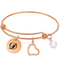 Elegant Letter Heart Shape Stainless Steel Bangle 1 Piece sku image 7