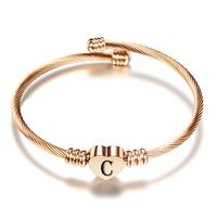 Fashion Letter Heart Shape Stainless Steel Bangle 1 Piece sku image 4