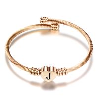 Fashion Letter Heart Shape Stainless Steel Bangle 1 Piece sku image 11