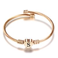 Fashion Letter Heart Shape Stainless Steel Bangle 1 Piece sku image 19