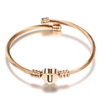 Fashion Letter Heart Shape Stainless Steel Bangle 1 Piece sku image 21