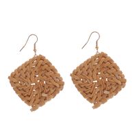 1 Pair Vacation Round Rhombus Rattan Handmade Women's Drop Earrings main image 5