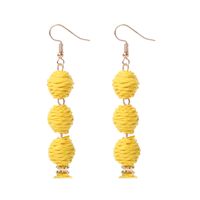 1 Pair Vacation Ball Rattan Handmade Women's Drop Earrings sku image 1