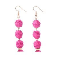 1 Pair Vacation Ball Rattan Handmade Women's Drop Earrings sku image 4