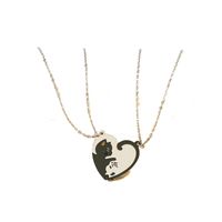 Sweet Heart Shape Cat Stainless Steel Titanium Steel Pendant Necklace 1 Piece sku image 1