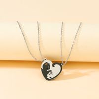 Sweet Heart Shape Cat Stainless Steel Titanium Steel Pendant Necklace 1 Piece main image 3