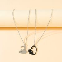 Sweet Heart Shape Cat Stainless Steel Titanium Steel Pendant Necklace 1 Piece main image 2