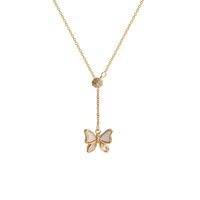 Mode Schmetterling Titan Stahl Überzug Zirkon Halskette Mit Anhänger 1 Stück main image 2
