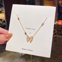 Mode Schmetterling Titan Stahl Inlay Zirkon Halskette Mit Anhänger 1 Stück main image 1
