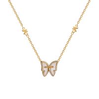 Mode Schmetterling Titan Stahl Inlay Zirkon Halskette Mit Anhänger 1 Stück main image 3