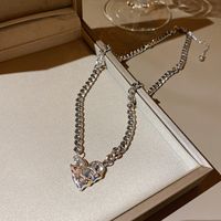 Fashion Heart Shape Titanium Steel Plating Rhinestones Pendant Necklace 1 Piece main image 5
