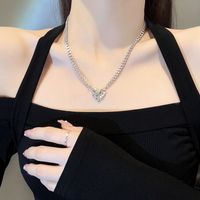 Fashion Heart Shape Titanium Steel Plating Rhinestones Pendant Necklace 1 Piece main image 2