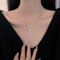 Sweet Heart Shape Crown Bow Knot Titanium Steel Copper Inlay Zircon Pendant Necklace main image 5
