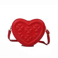 Small Pu Leather Flower Streetwear Heart-shaped Zipper Crossbody Bag sku image 1