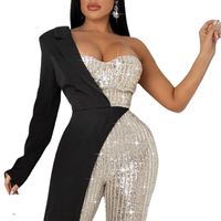 Women's Daily Fashion Color Block Full Length Sequins Jumpsuits main image 4
