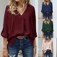 Fashion Solid Color Polyester Blouse main image 1