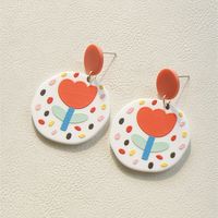 1 Pair Cute Simple Style Heart Shape Flower Soft Clay Women's Drop Earrings sku image 2