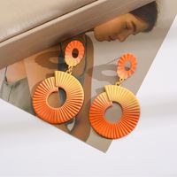 Wholesale Jewelry Vintage Style Geometric Round Gradient Color Metal Plating Drop Earrings sku image 26