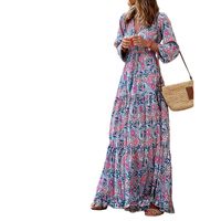 Women's Regular Dress Vintage Style Bohemian V Neck Printing Long Sleeve Printing Maxi Long Dress Daily main image 4