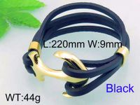 Fashion Anchor Leather Titanium Steel Plating 18k Gold Plated Men's Bracelets sku image 4