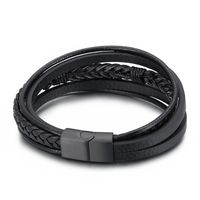 1 Piece Fashion Feather Stainless Steel Leather Patchwork Men's Bangle main image 4