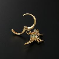 Fashion Dinosaur Copper Inlay Zircon Drop Earrings 1 Piece main image 3