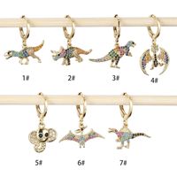 Fashion Dinosaur Copper Inlay Zircon Drop Earrings 1 Piece main image 2