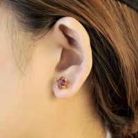 Fashion Star Copper Silver Needle Inlay Zircon Ear Studs 1 Pair main image 1