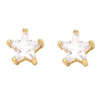 1 Pair Simple Style Star Water Droplets Inlay Sterling Silver Copper Artificial Diamond Ear Studs main image 3