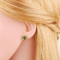 Fashion Star Copper Silver Needle Inlay Zircon Ear Studs 1 Pair main image 4