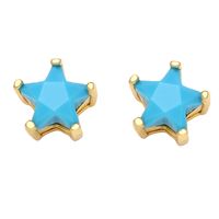 Fashion Geometric Water Drop Leaf Round Turquoise Copper Earrings sku image 5