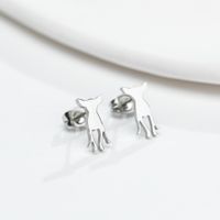 Fashion Dog Stainless Steel Plating Ear Studs 1 Pair main image 3
