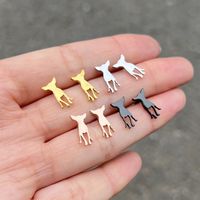 Fashion Dog Stainless Steel Plating Ear Studs 1 Pair main image 1